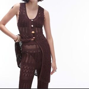 Topshop Knit Longline Beaded Beach Vest Dress Sz XS NWOT